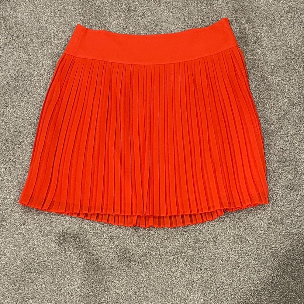 Elegant Orange Pleated Skirt